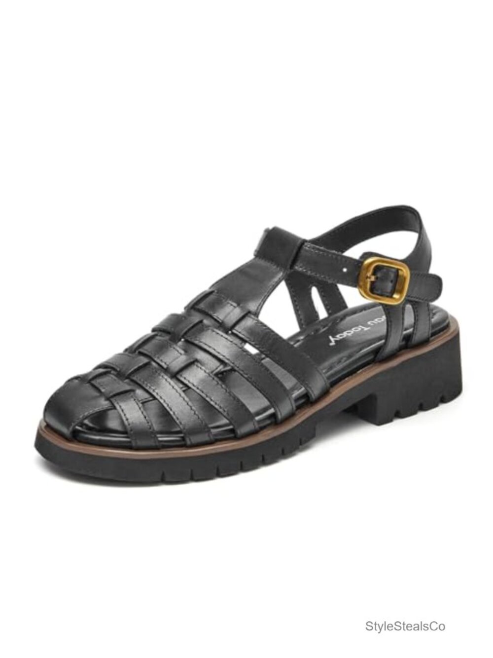 Women's Platform Fisherman Sandals, Chunky Gladiator Leather Closed Toe Sandals
